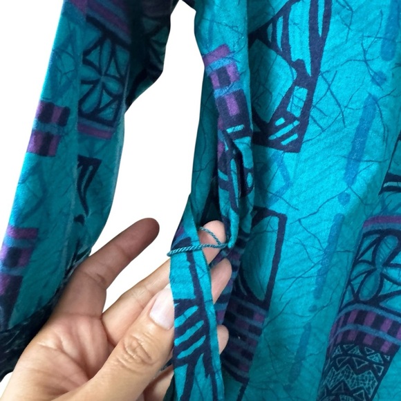 Vintage Orvis Mixed Print Teal Purple Midi Dress Size 10 Cotton USA Made Modest - Picture 4 of 11
